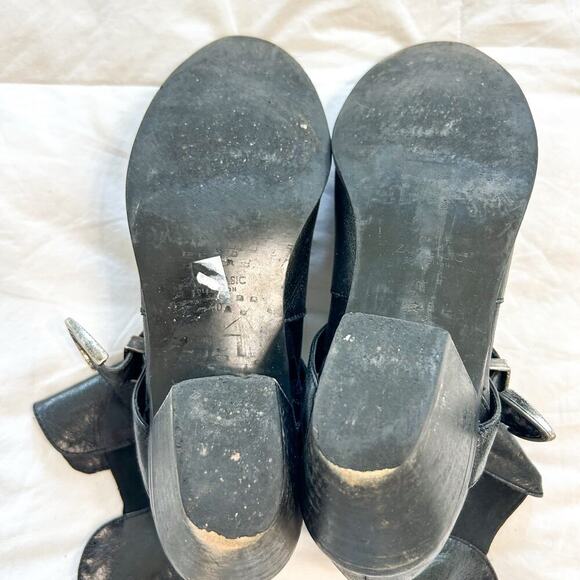 Zara Basic Black Leather Buckled Western Ankle Boots Women’s Size 9 - Picture 8 of 11